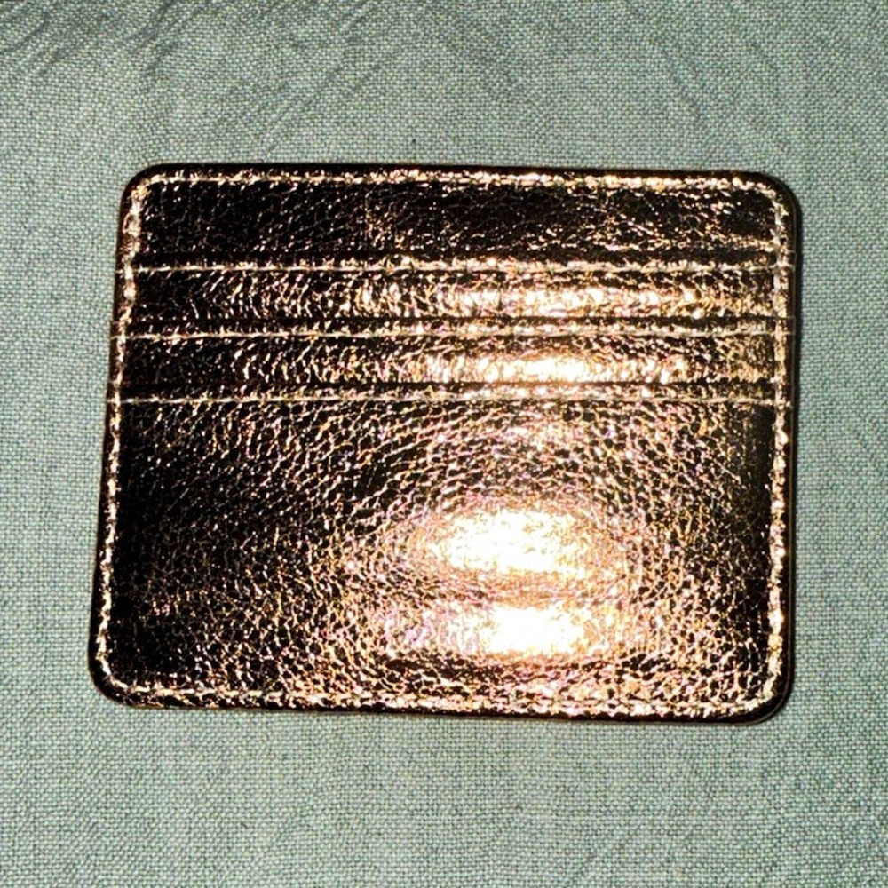 Gold/Brinze Card Case, Solid, Stitched, Multiple Credit Card Slots NWOT